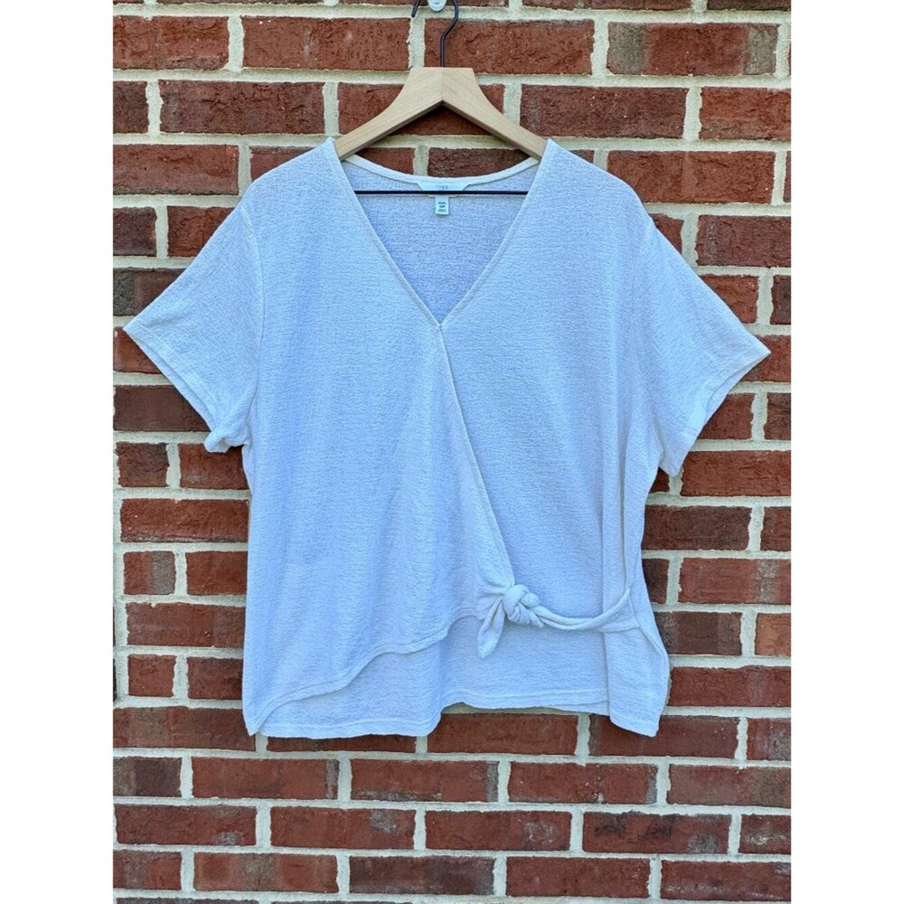Time and Tru Short Sleeve Textured Knit Wrap Top Womens Size 3XL Cream